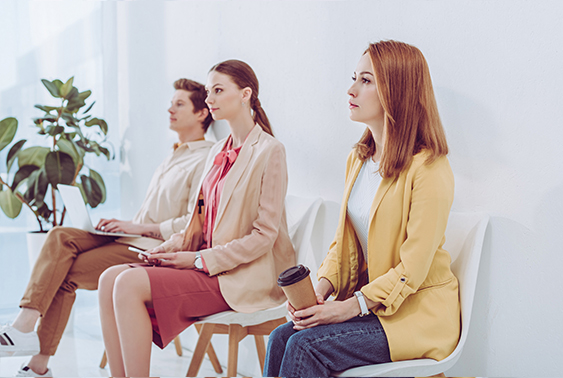 Interviewees waiting to meet the interviewer